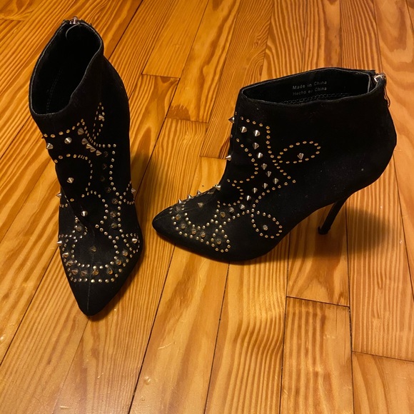 Black suede studded booties - Picture 2 of 4